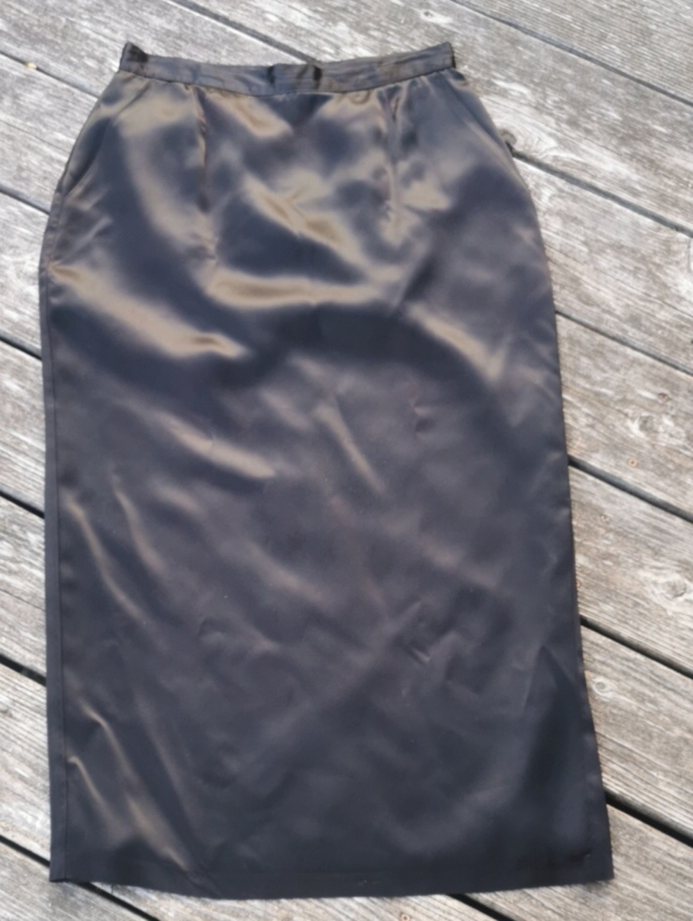 Vintage Classic Glam Silky Satin 19th Avenue Maxi Black Pencil Skirt. Size 11/12 - Picture 3 of 8